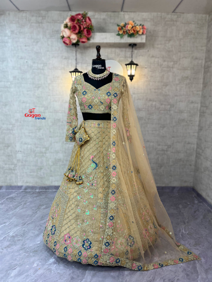 Designer Embroidered Lehenga Set with Sequins & Dupatta – Perfect for Weddings & Parties