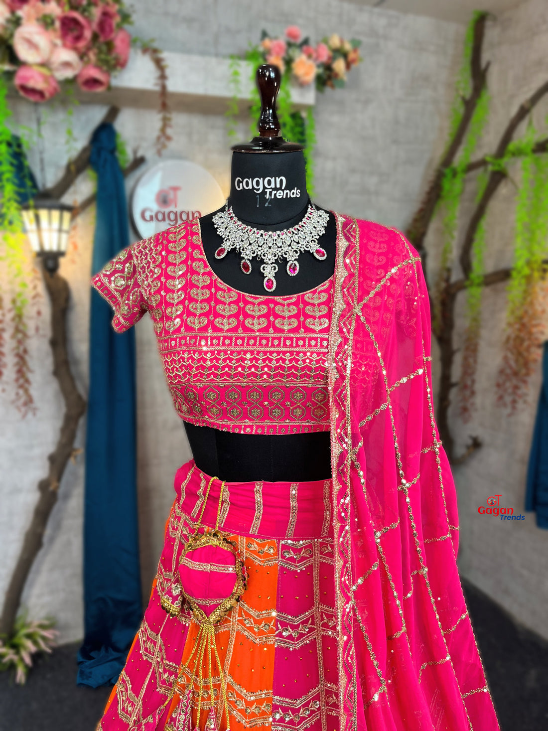 Embroidered Stone & Sequins Fox Georgette Lehenga Set – Elegant Partywear