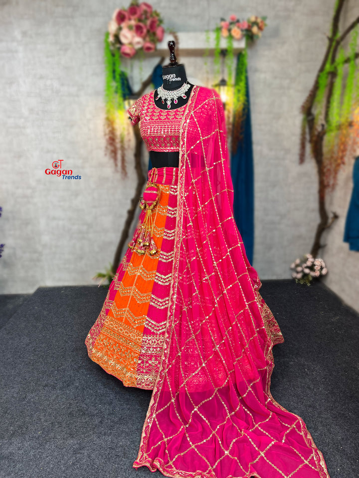 Embroidered Stone & Sequins Fox Georgette Lehenga Set – Elegant Partywear
