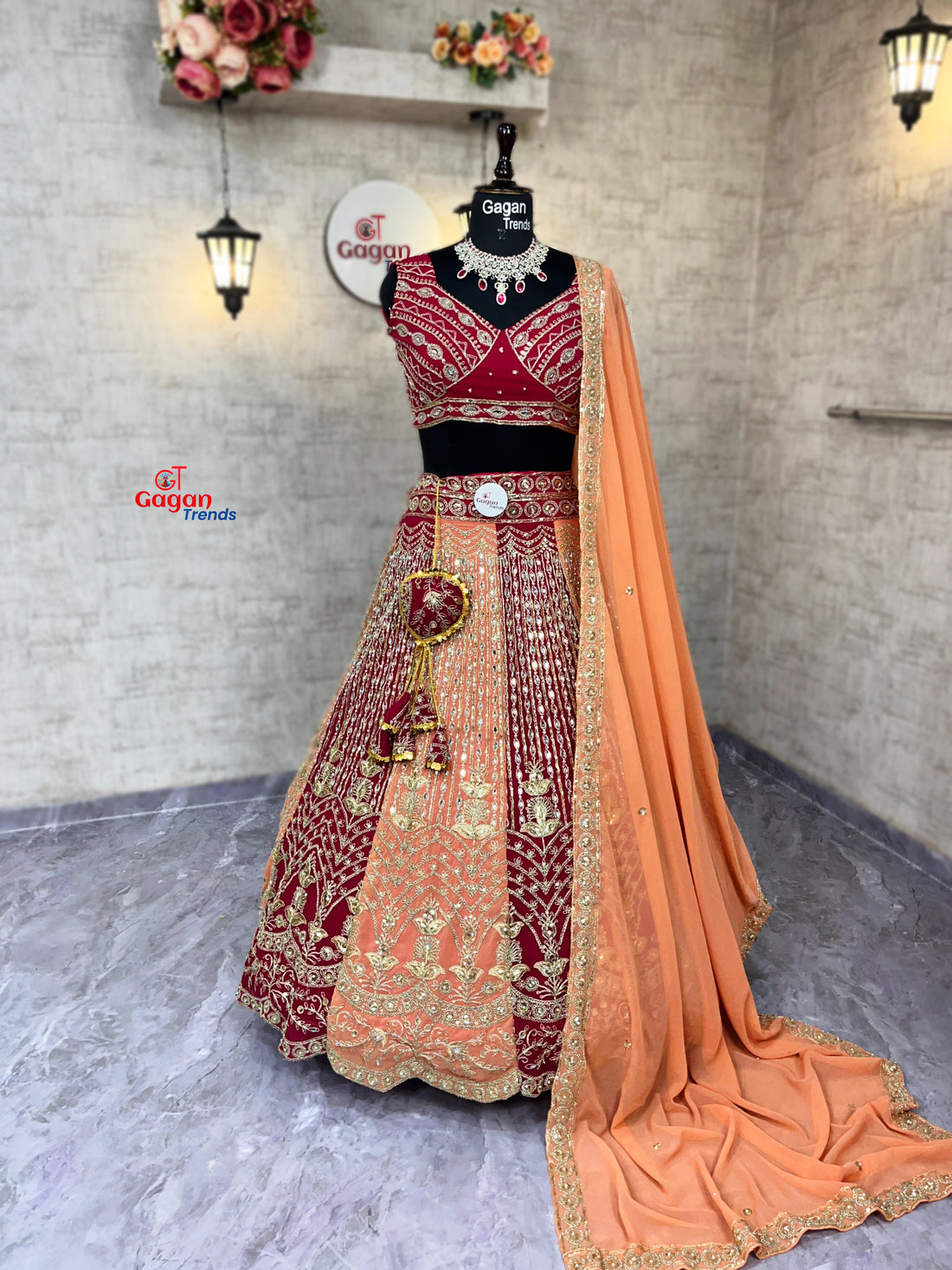 Fox Georgette Lehenga with Real Mirror, Sequins & Stone Work | Gagan Trends