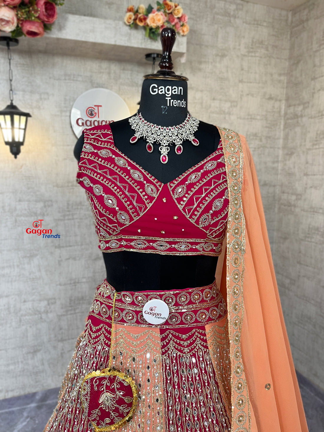 Fox Georgette Lehenga with Real Mirror, Sequins & Stone Work | Gagan Trends