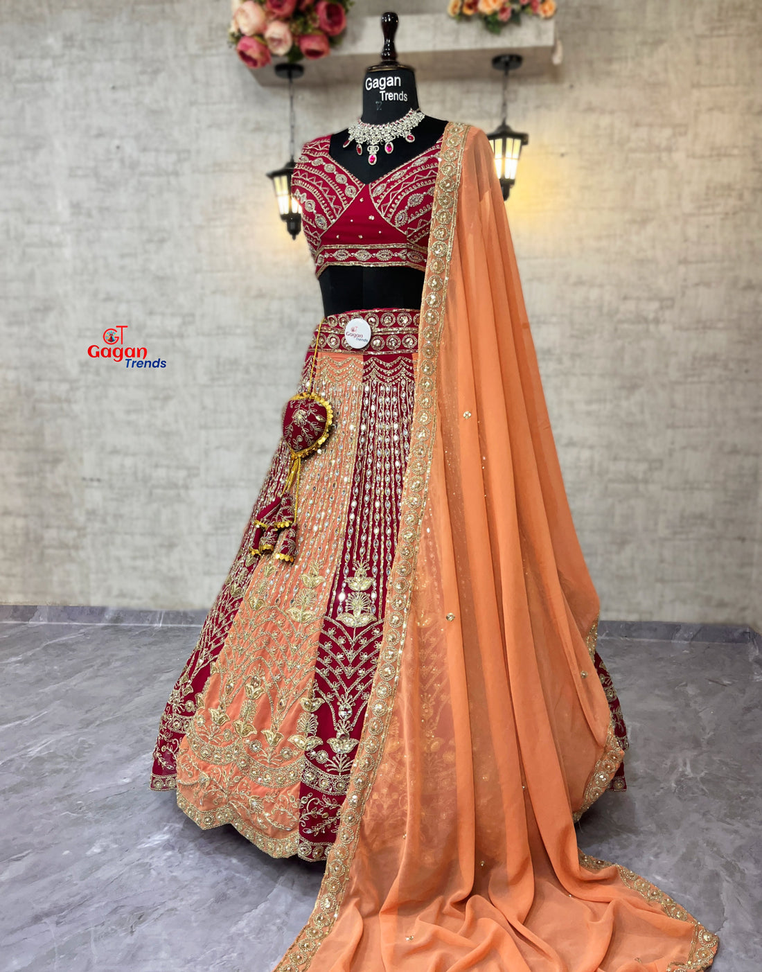 Fox Georgette Lehenga with Real Mirror, Sequins & Stone Work | Gagan Trends