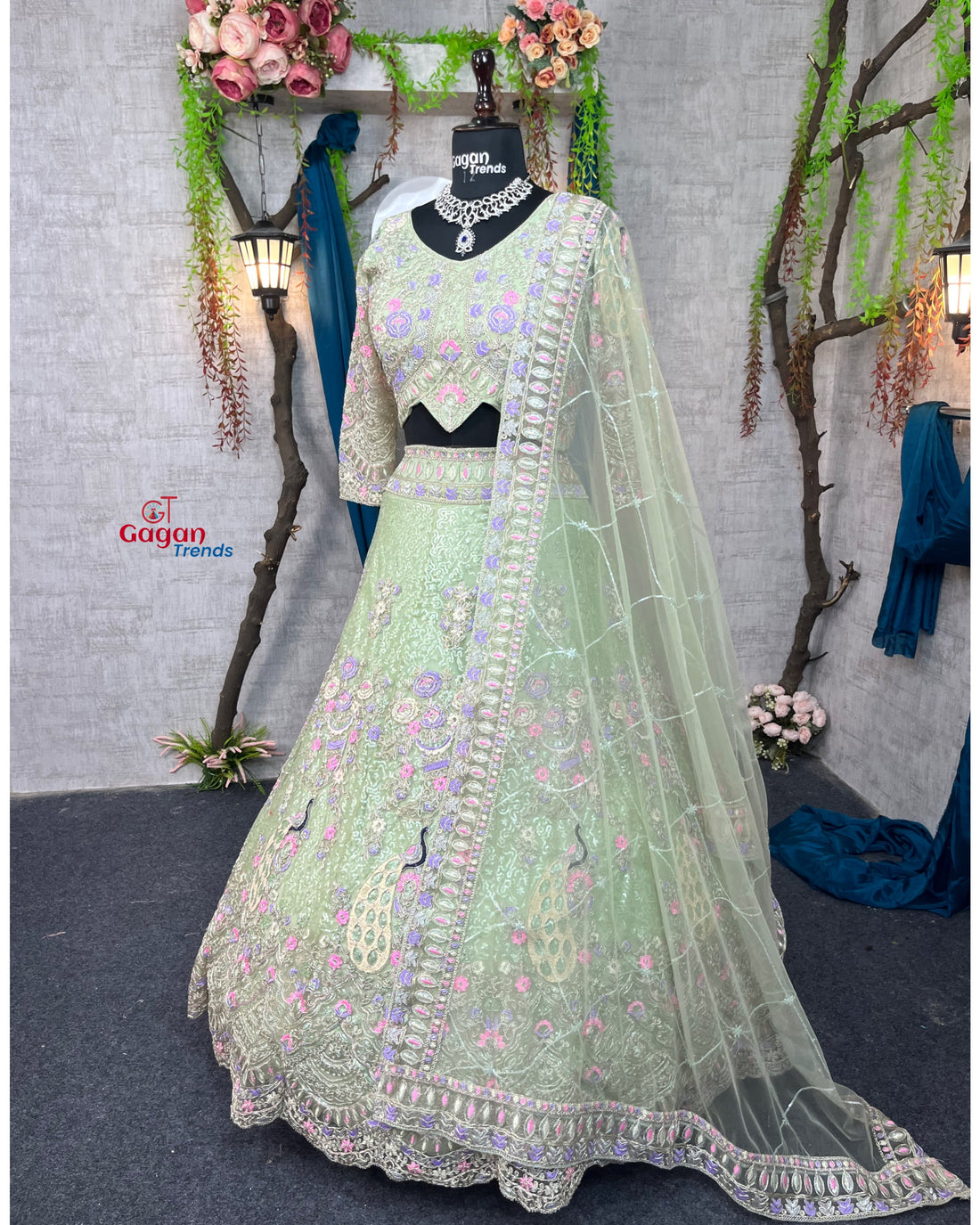 Sea Green colour Coding Sequins work and designer blouse perfect fit for you