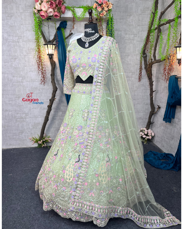 Sea Green colour Coding Sequins work and designer blouse perfect fit for you