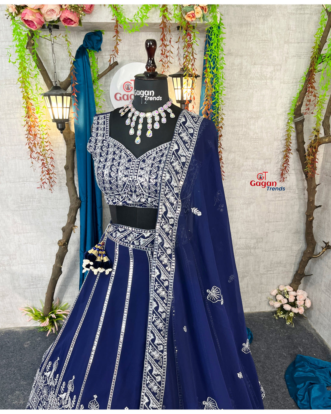 Blue Lehenga with designer blouse perfect fit for festival