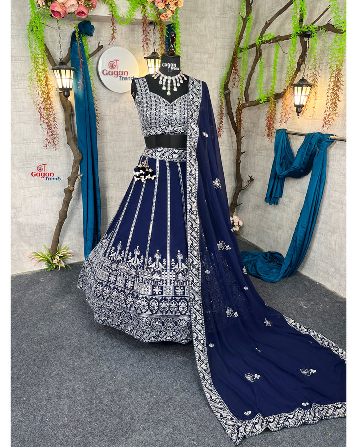 Blue Lehenga with designer blouse perfect fit for festival
