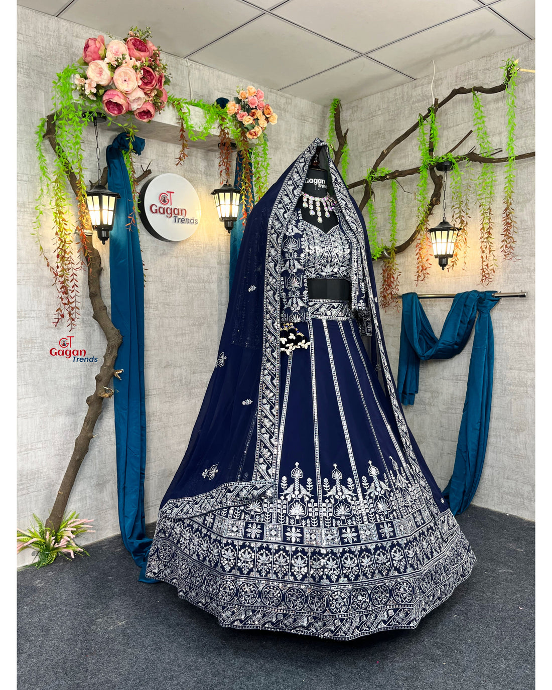 Blue Lehenga with designer blouse perfect fit for festival