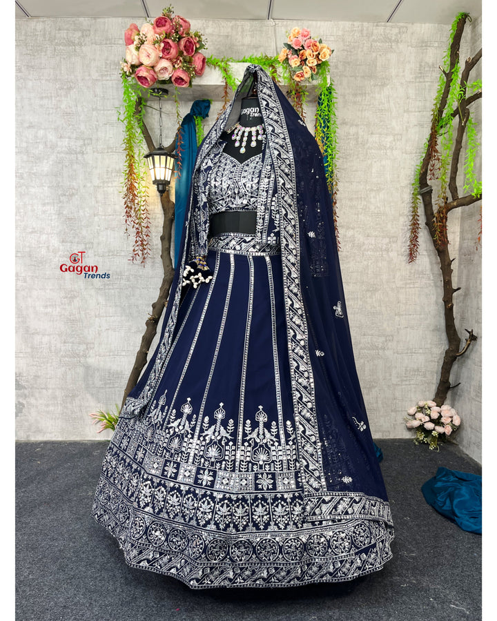 Blue Lehenga with designer blouse perfect fit for festival