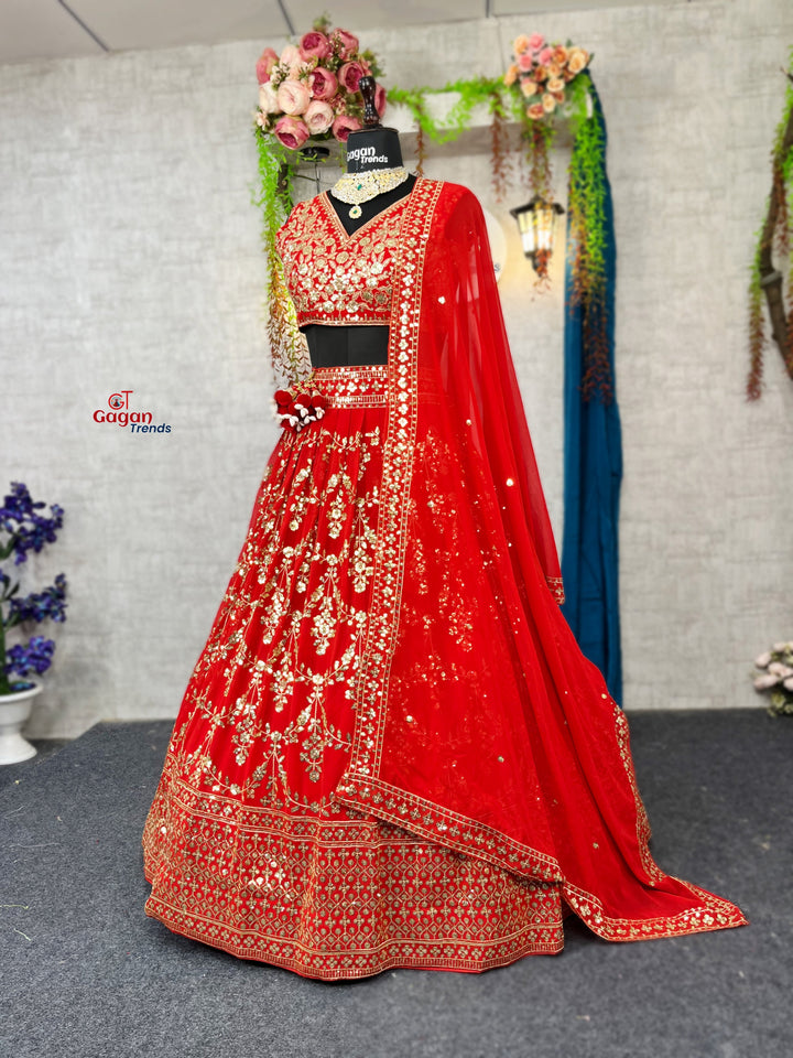 Red  Premium Lehenga with  Designer Blouse – Perfect for Weddings & Festive Glamour