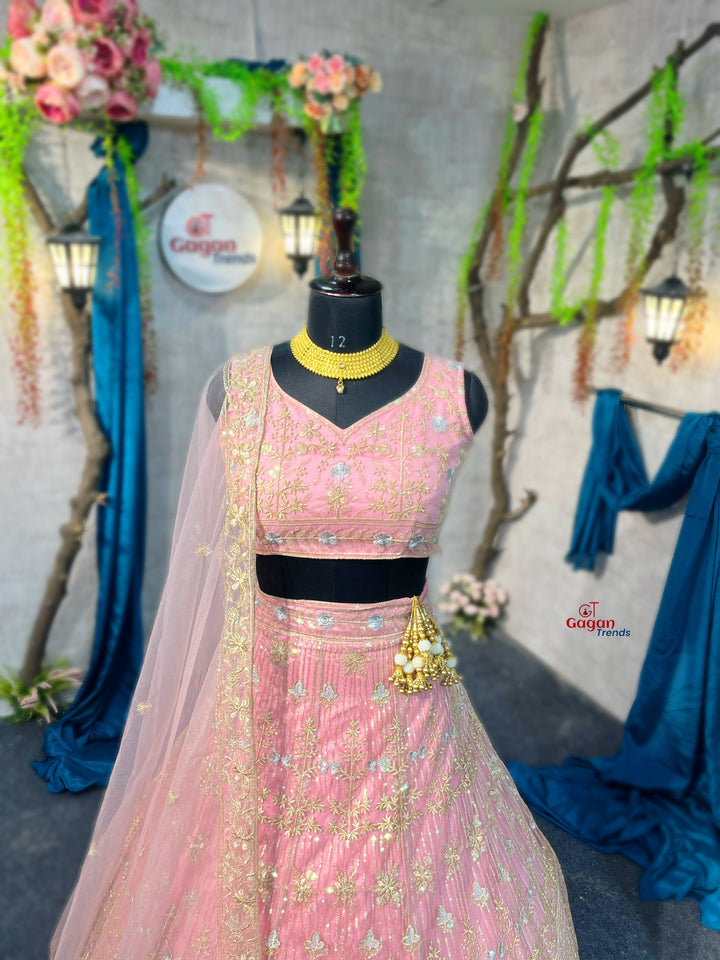 Trending Lehenga with  Embroidery Sequins Work With Cancan & Canvas Patta work and designer blouse perfect fit for you
