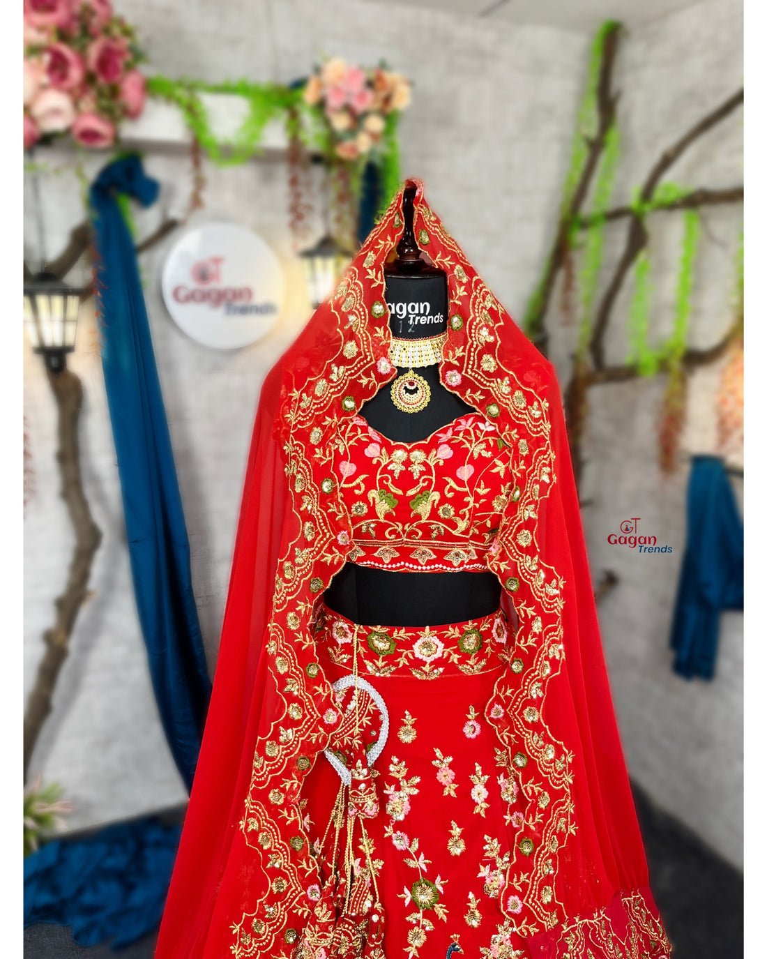 Red  Premium Faux Georgette  Lehenga with  Designer Blouse – Perfect for Weddings & Festive Glamour