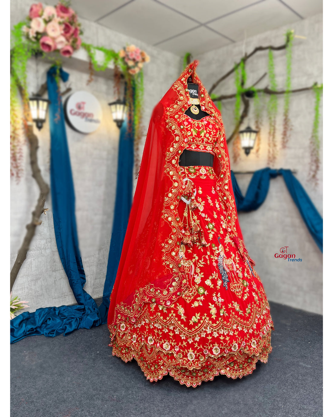 Red  Premium Faux Georgette  Lehenga with  Designer Blouse – Perfect for Weddings & Festive Glamour