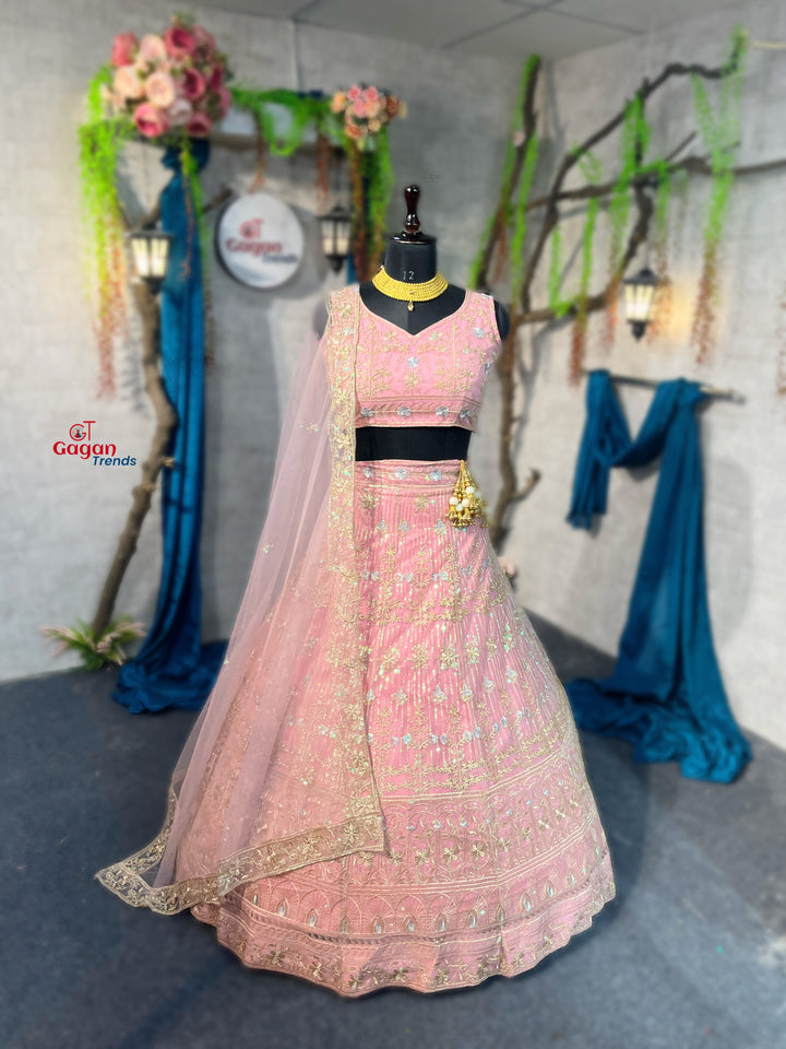Trending Lehenga with  Embroidery Sequins Work With Cancan & Canvas Patta work and designer blouse perfect fit for you
