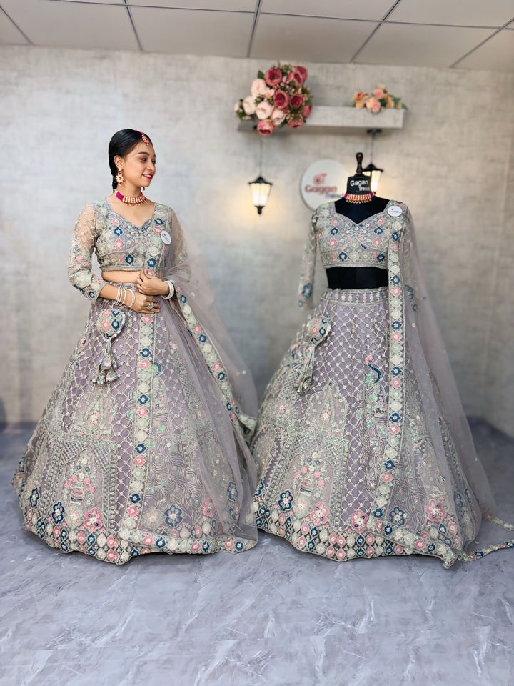 Designer Embroidered Lehenga Set with Sequins & Dupatta – Perfect for Weddings & Parties