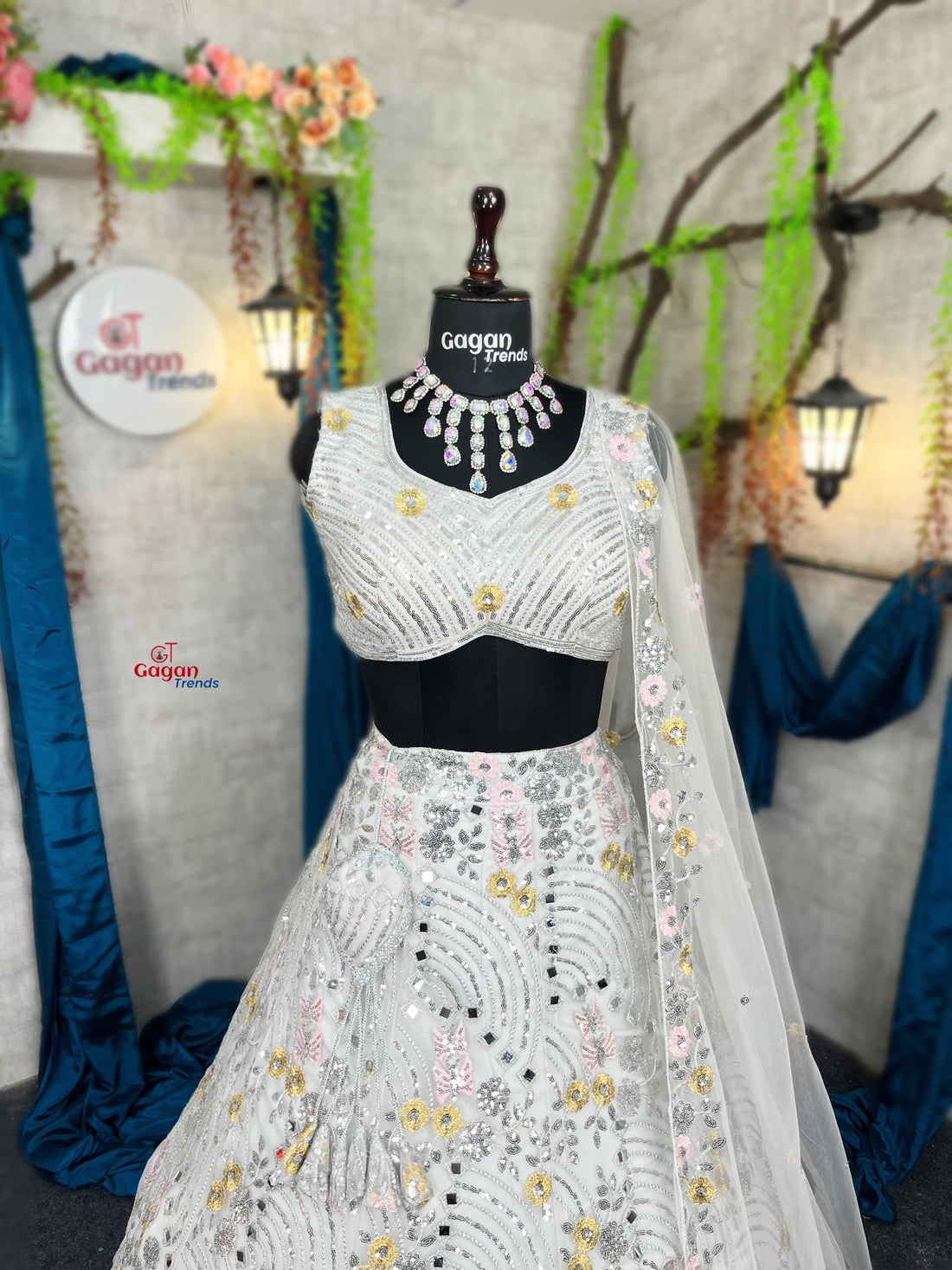 Buy Exquisite Butterfly Net Lehenga with Real Mirror Embroidery & Sequins Work