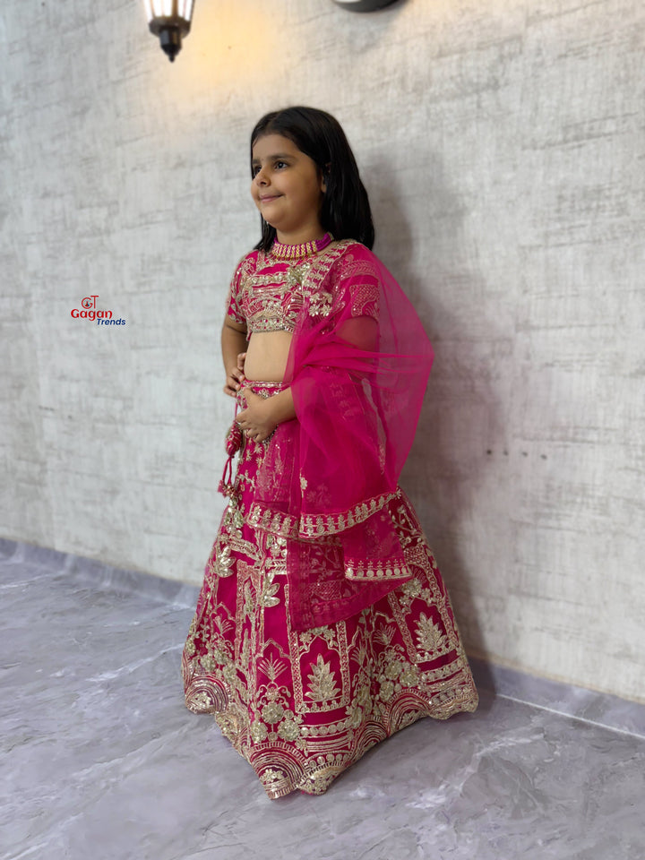 🎀 Girls Soft Net Lehenga Choli with Coding Sequins – Ethnic Wear for 0–18 Years