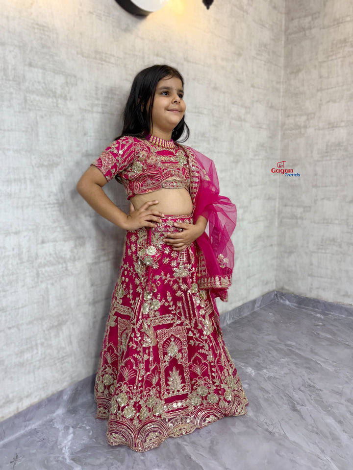 🎀 Girls Soft Net Lehenga Choli with Coding Sequins – Ethnic Wear for 0–18 Years