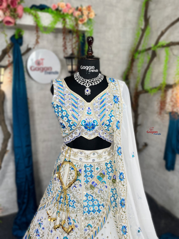 Elegant Faux Georgette Lehenga with Embroidery Sequins Work