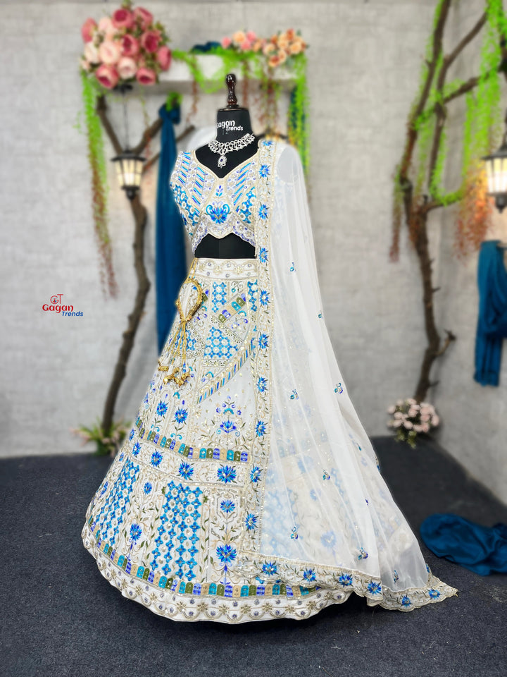 Elegant Faux Georgette Lehenga with Embroidery Sequins Work