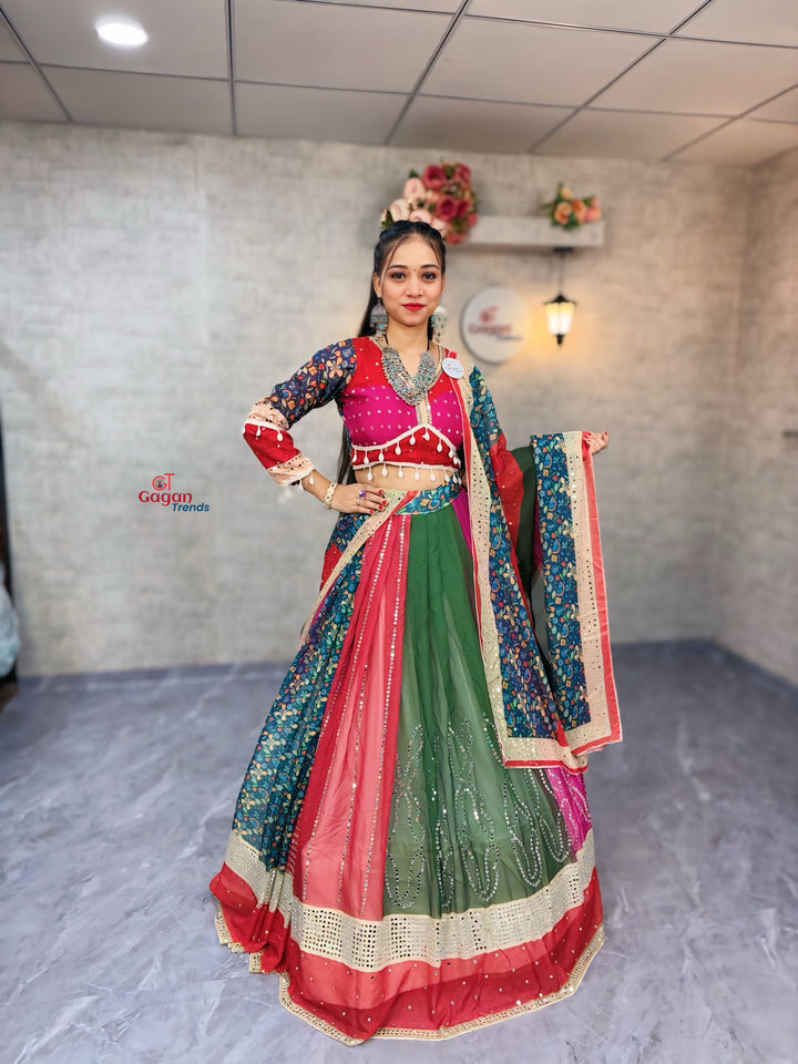 Gagan Trends Navratri Special – Digital Print Georgette Lehenga