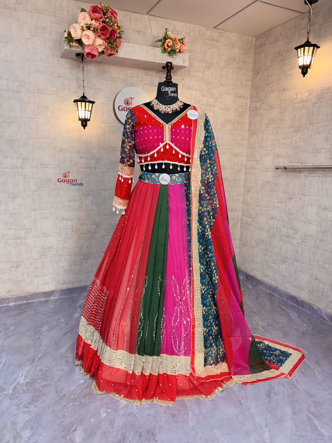 Gagan Trends Navratri Special – Digital Print Georgette Lehenga