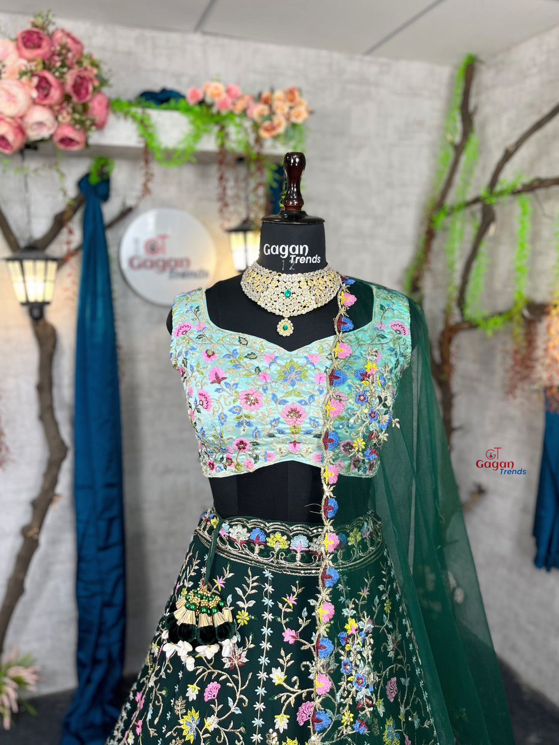 Green colour premium Malai Silk Lehenga and designer blouse perfect fit for festival And every Event