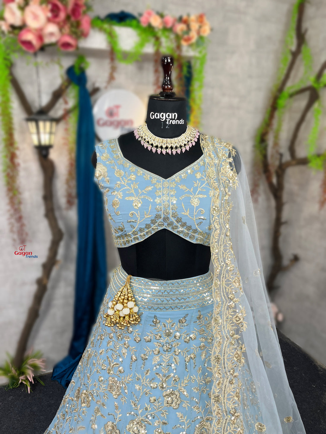 Elegant Faux Georgette Lehenga with Embroidery & Sequins Work – Semi-Stitched Beauty