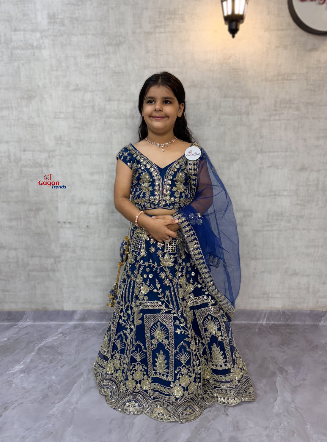 blue Soft Net Lehenga Choli with Coding Sequins – Fully Stitched Traditional Dress (0–18 Years)