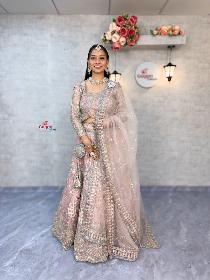 Soft Butterfly Net Lehenga with Coding Sequins Work