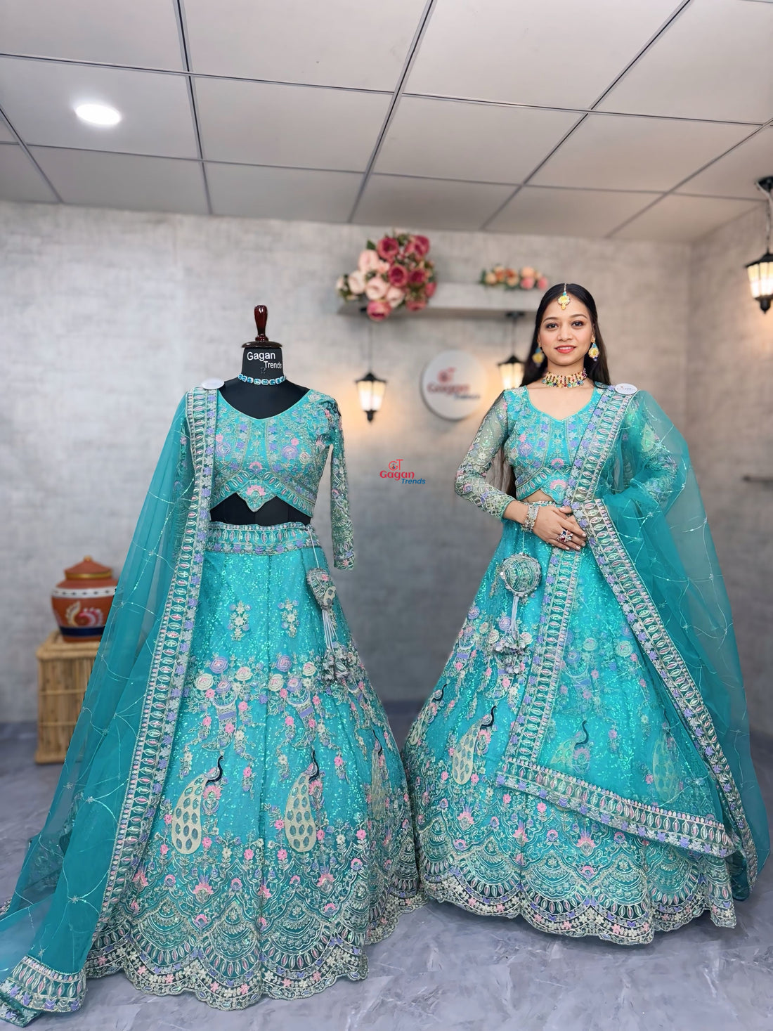 Soft Butterfly Net Lehenga with Coding Sequins Embroidery