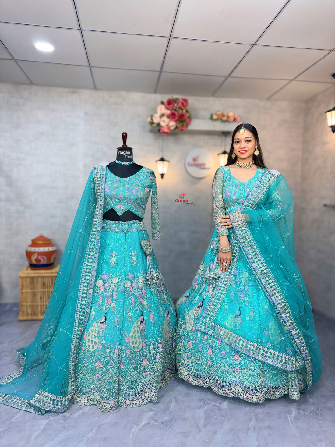 Soft Butterfly Net Lehenga with Coding Sequins Embroidery