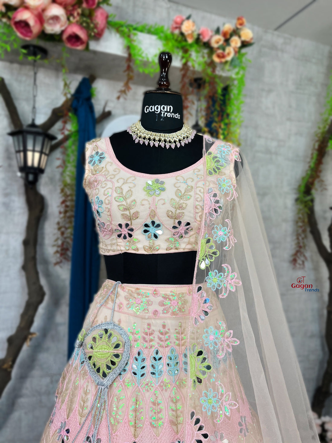 Exquisite Soft Butterfly Net Lehenga with Mirror & Sequin Embroidery
