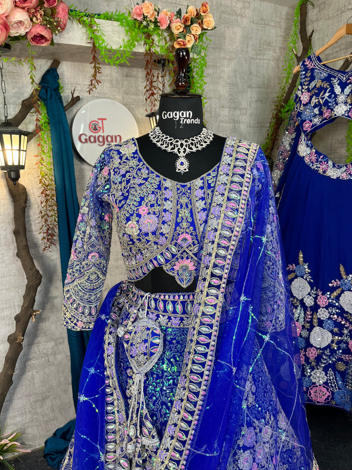 Royal blue colour premium Coding Sequins work and designer blouse perfect fit for you