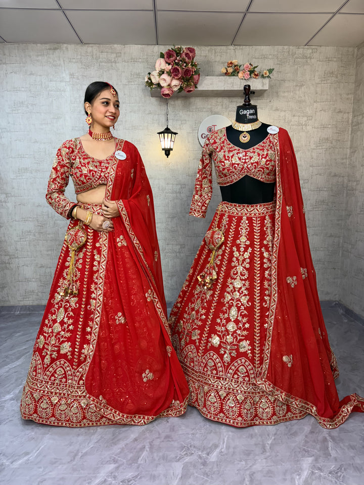 Premium Faux Georgette Lehenga Choli with Coding Sequins Work – Semi-Stitched Set