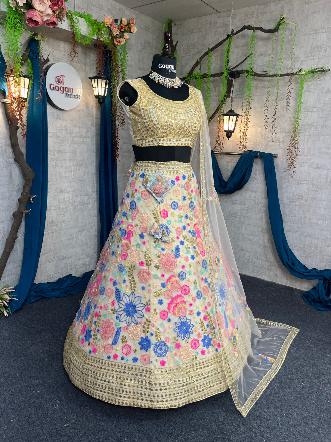 Soft Mono Net Sequin Embroidered Lehenga with Dupatta – Semi-Stitched Partywear Set for Women