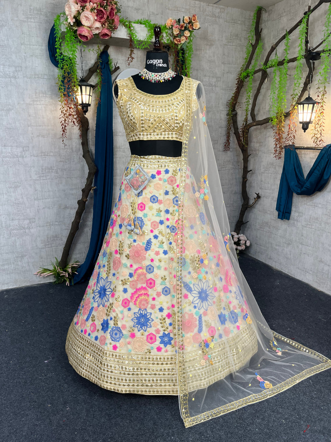 Soft Mono Net Sequin Embroidered Lehenga with Dupatta – Semi-Stitched Partywear Set for Women