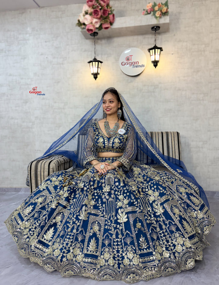 Blue colour Soft Net Lehenga Choli with Coding Sequins & Dupatta – Glamorous Ethnic Ensemble