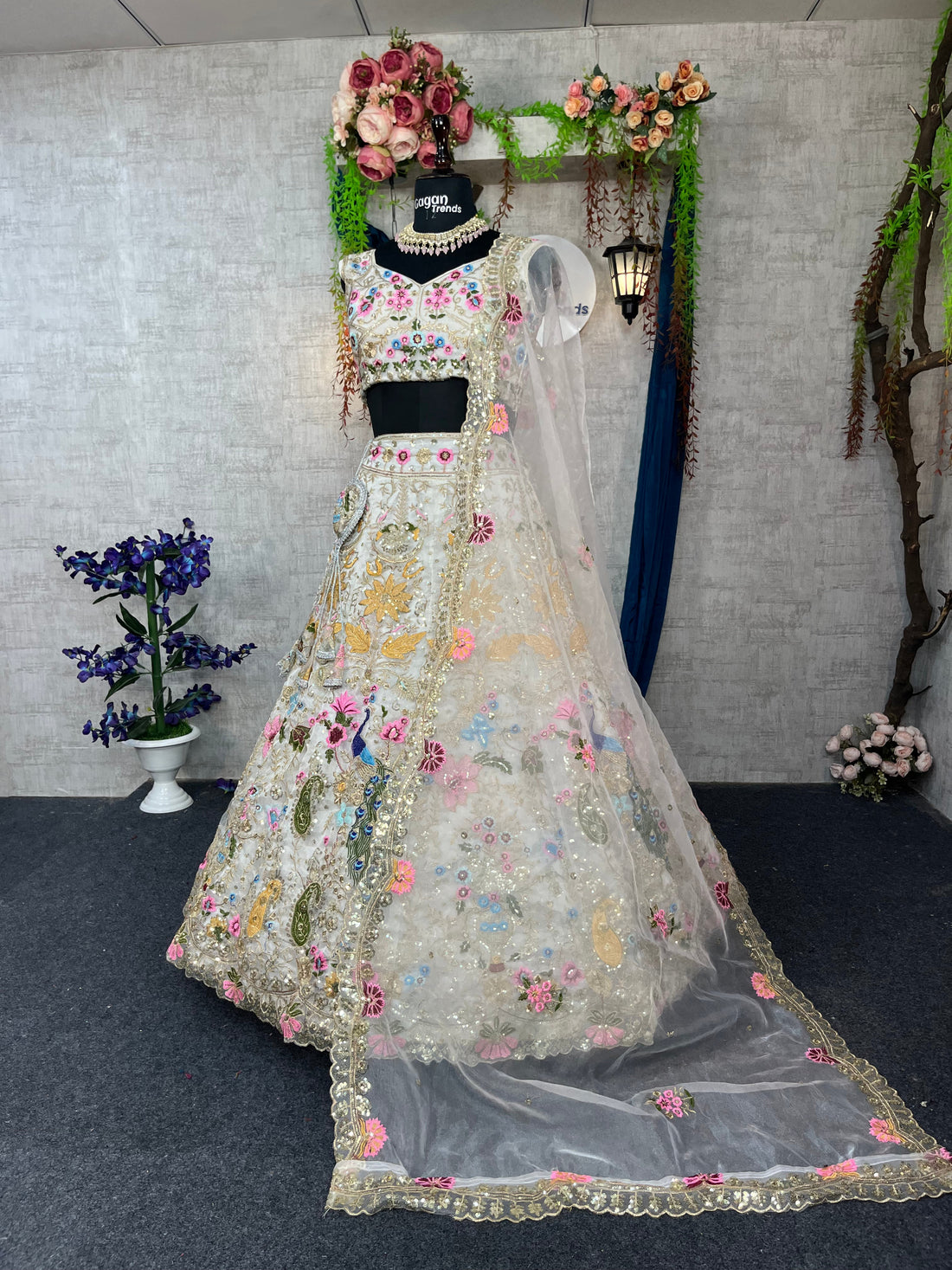 Premium Organza Silk Sequin Embroidered Lehenga with Cut Work Dupatta – Semi-Stitched Designer Set for Women