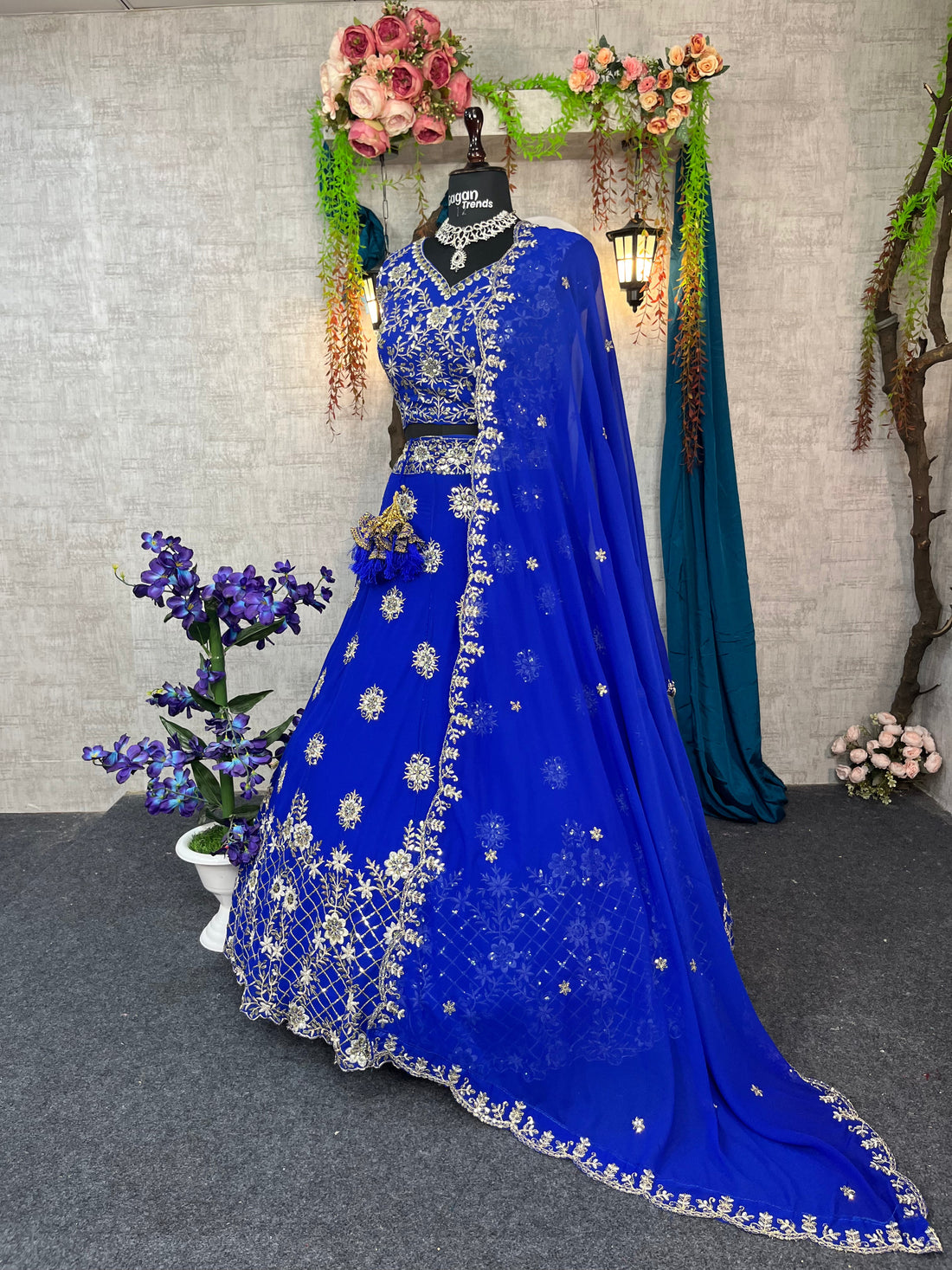 Fox Georgette Sequin Embroidered Lehenga with Dupatta – Semi-Stitched Wedding Wear for Women
