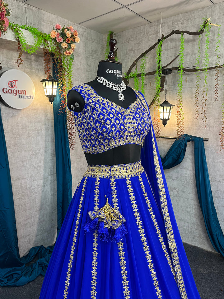 Faux Georgette Coding Sequin Embroidered Lehenga with Dupatta – Semi-Stitched Designer Partywear Set