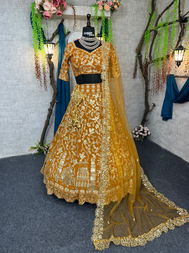 Fox Georgette Embroidered Lehenga with Sequins & Stone Work for Wedding & Party Wear