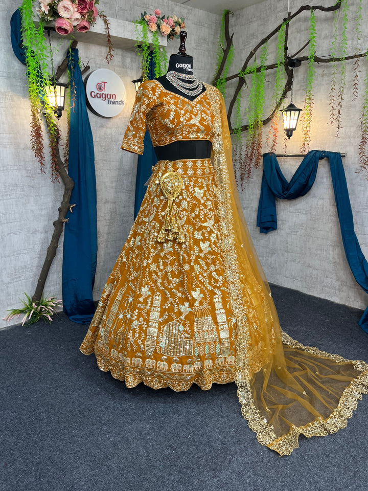 Fox Georgette Embroidered Lehenga with Sequins & Stone Work for Wedding & Party Wear