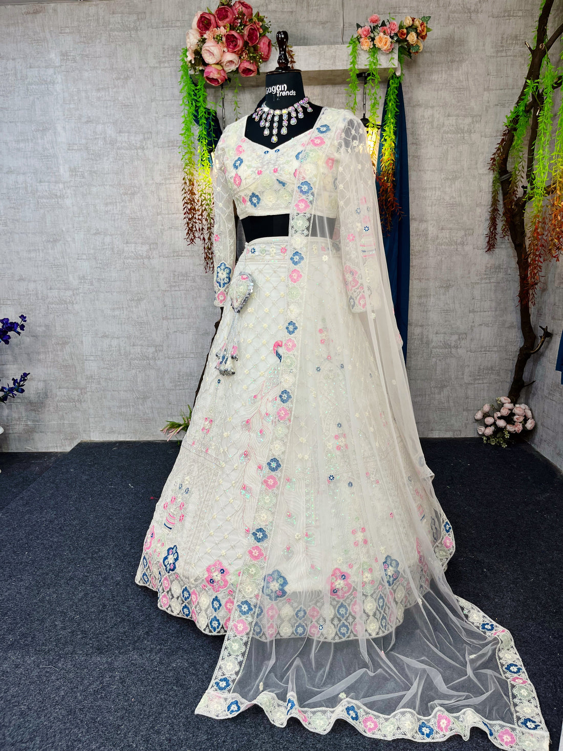 Designer Embroidered Lehenga Set with Sequins & Dupatta – Perfect for Weddings & Parties