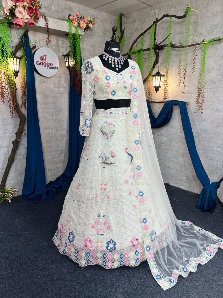 Designer Embroidered Lehenga Set with Sequins & Dupatta – Perfect for Weddings & Parties