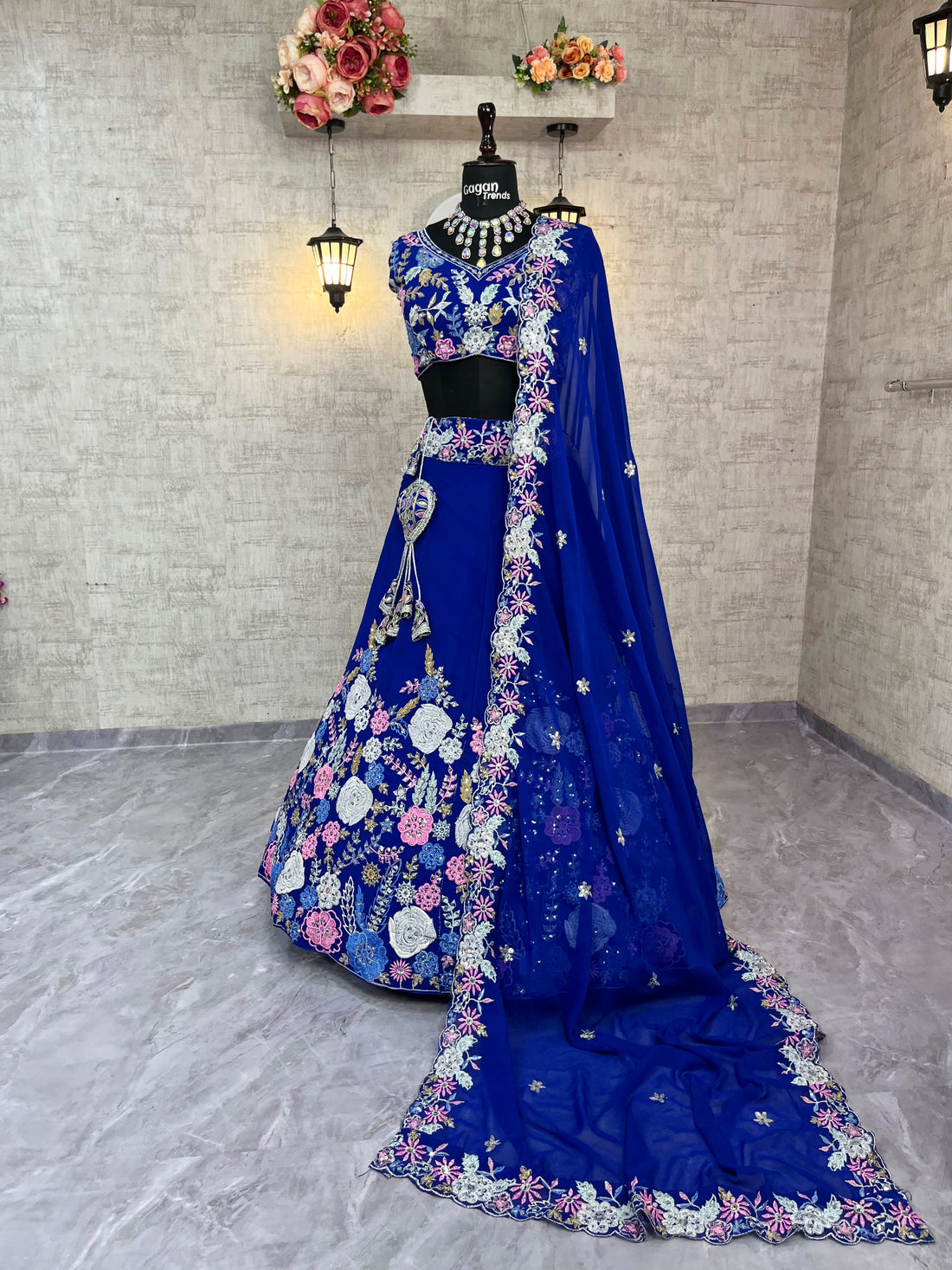Faux Georgette Embroidered Lehenga Set with Sequins Work for Wedding & Party Wear