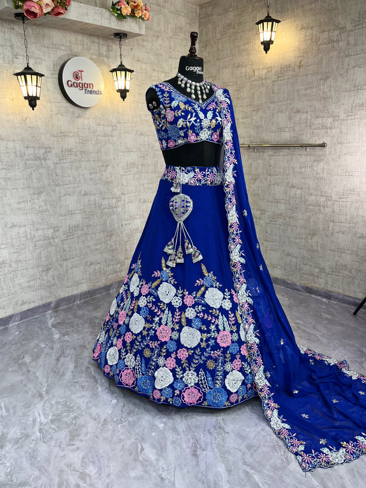 Faux Georgette Embroidered Lehenga Set with Sequins Work for Wedding & Party Wear