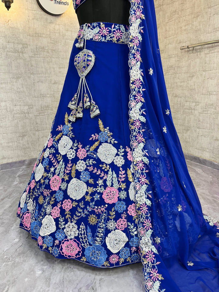Faux Georgette Embroidered Lehenga Set with Sequins Work for Wedding & Party Wear