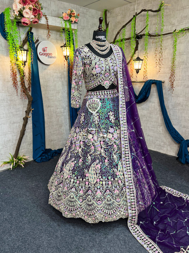 Purple colour premium Coding Sequins work and designer blouse perfect fit for you