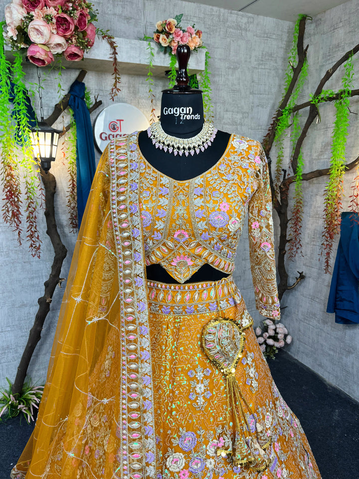 Musturd colour premium Coding Sequins work and designer blouse perfect fit for you