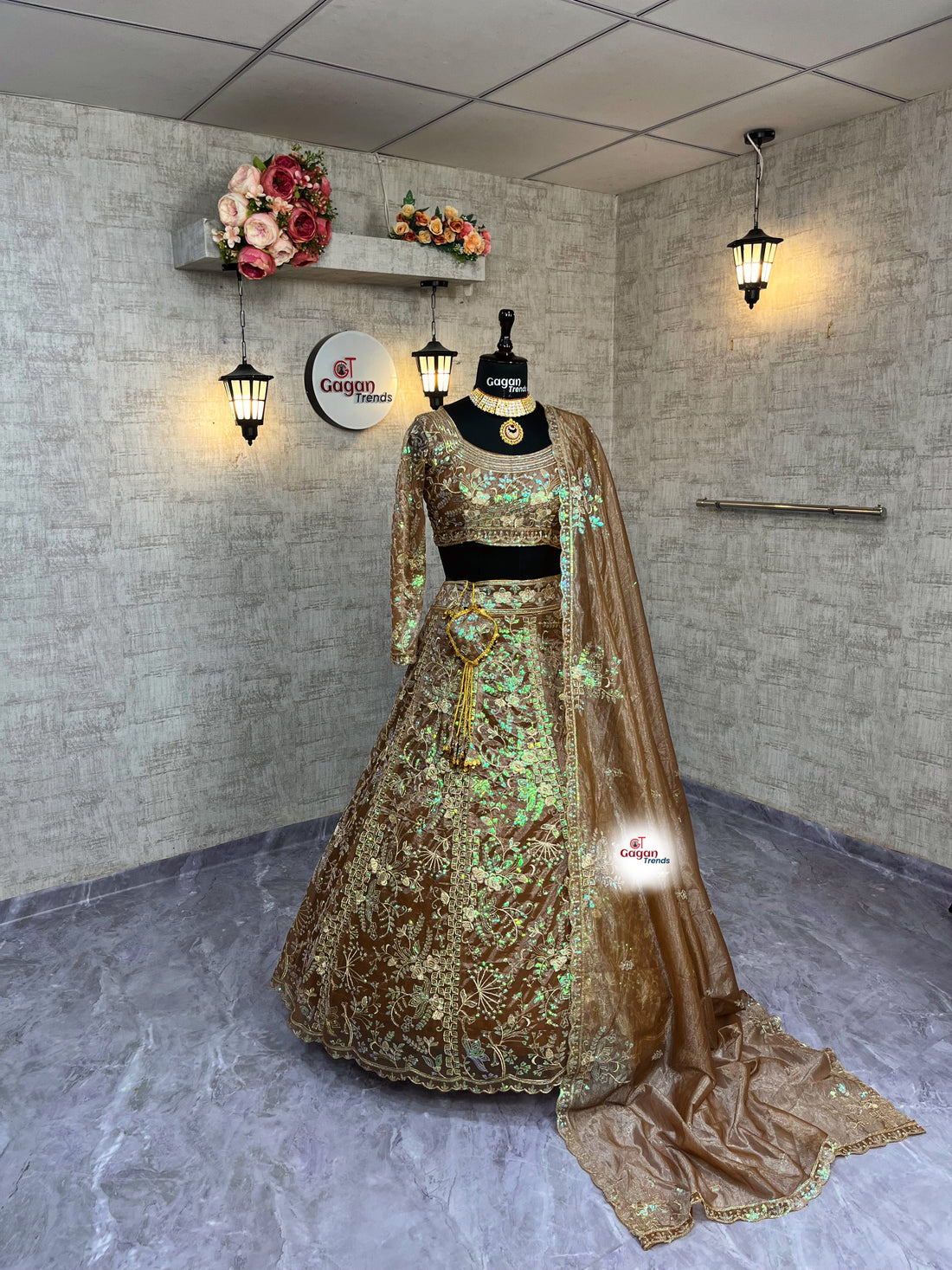 Twirl Shining Net Lehenga with Embroidered Sequins Work, Dupatta & Blouse – Partywear Semi-Stitched Set